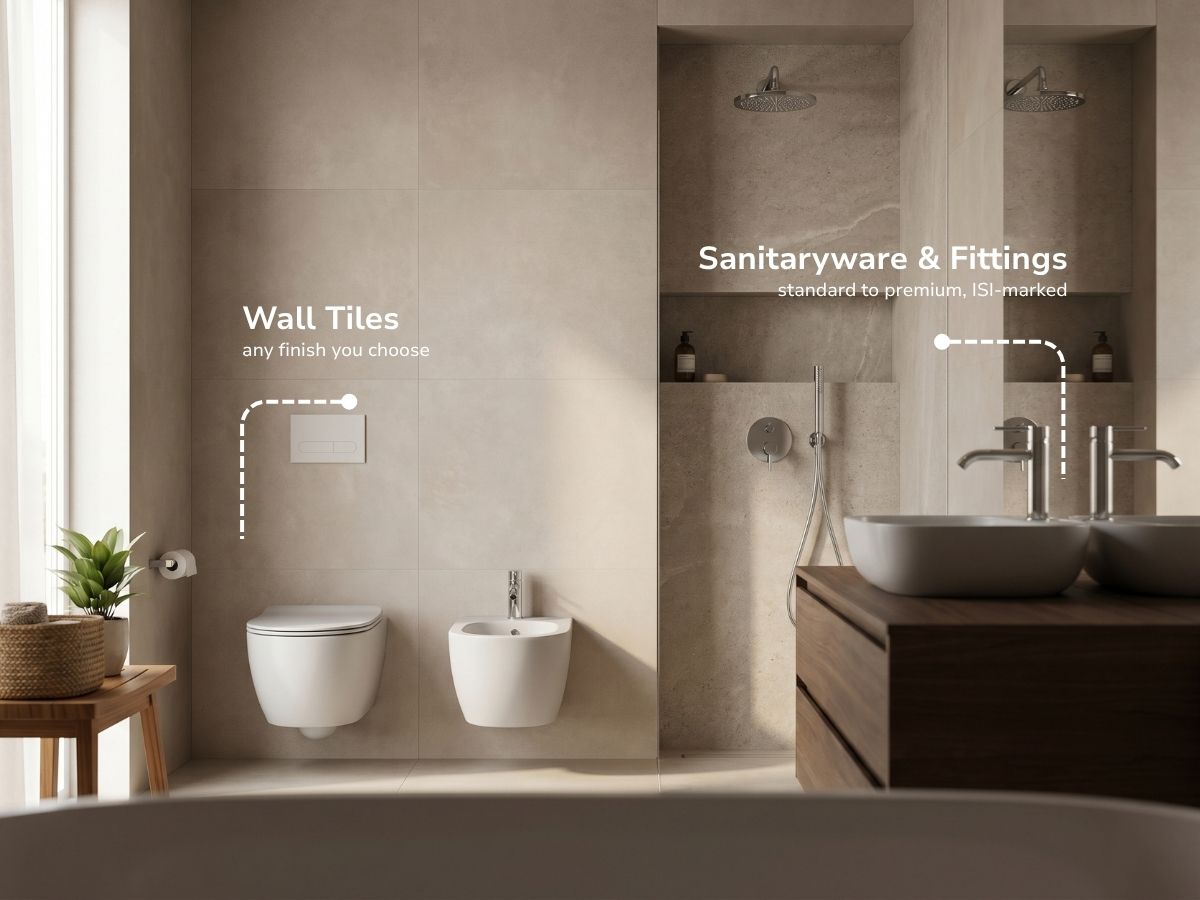 Bathroom sanitaryware, fittings and wall tile options